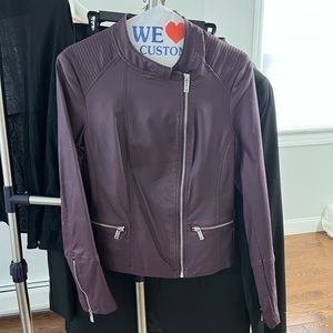 Brand New, with Tags DKNY Leather Jacket. Size: Small. Color: Purple.